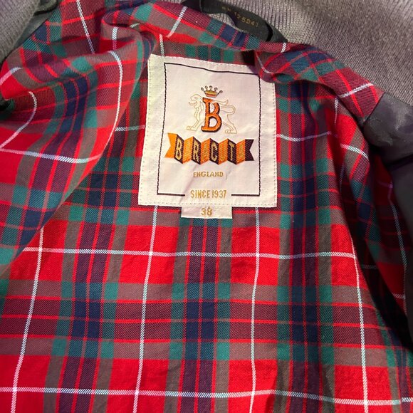 Baracuta Grey / Plaid Lined Bomber Jacket with Mock Neck - Picture 3 of 6